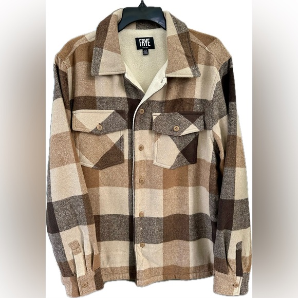 Frye Tops - NWT Frye Women's Plaid Shirt Jacket - Brown and Cream
